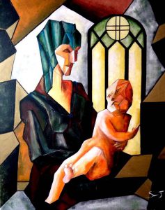 La vierge et l'enfant - Série Leonardo Da Vinci - 80 x 100 cm